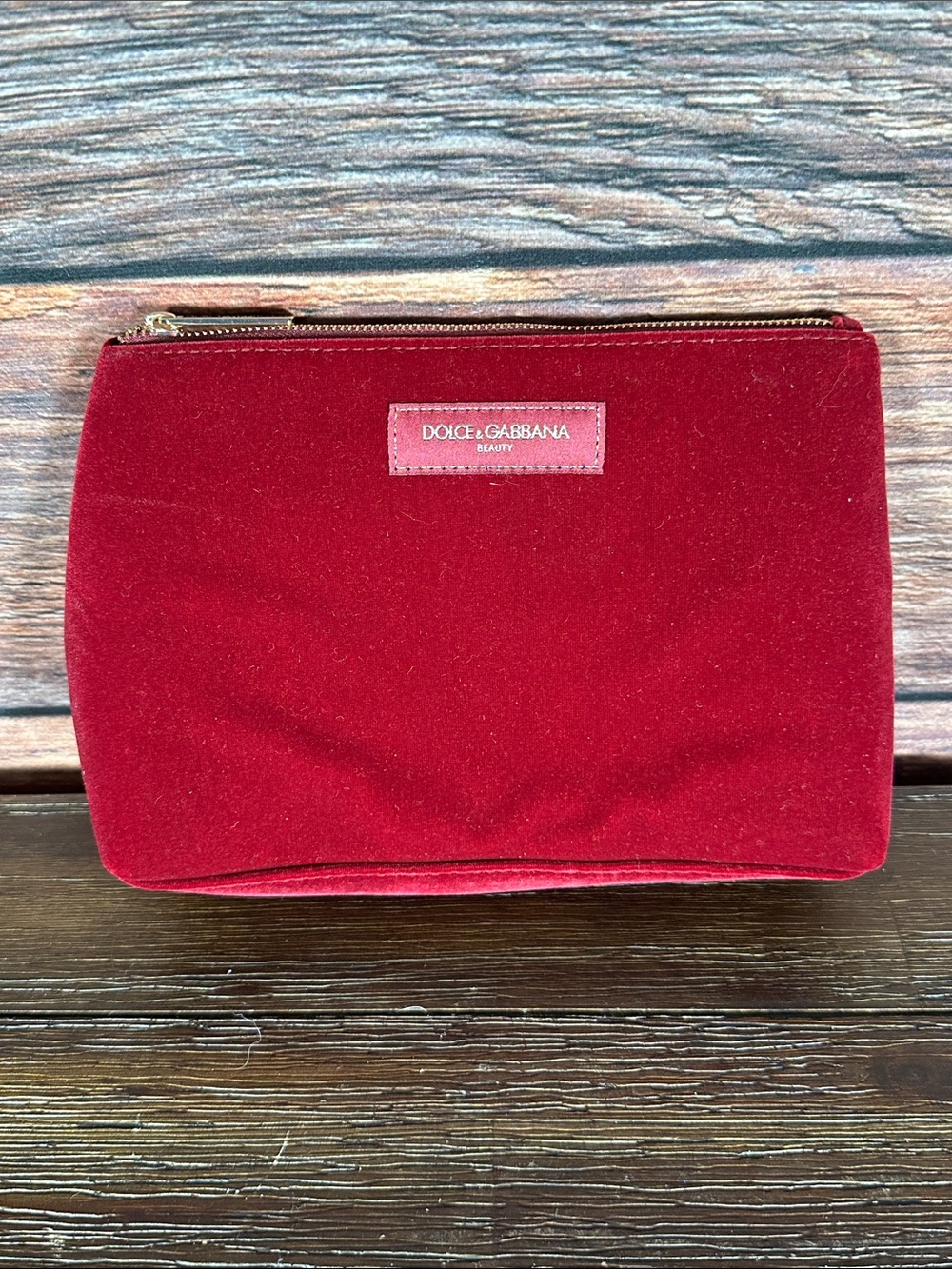 Dolce & Gabbana Velvet Cosmetic Pouch in Deep Red